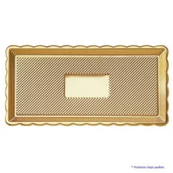 Bandeja Rectangular Dorada PVC 15 x 25 cm - 150 uds