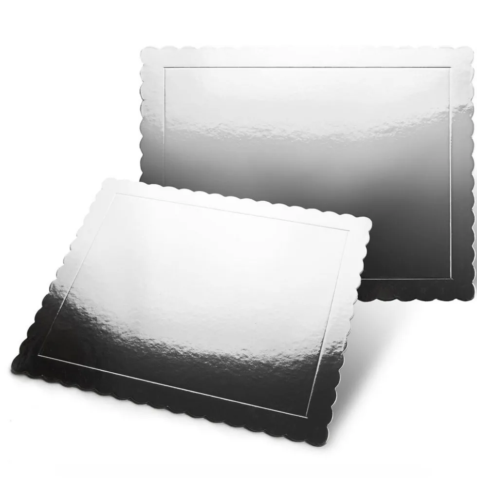 Base Rectangular para Tartas Plata 30 x 40 cm