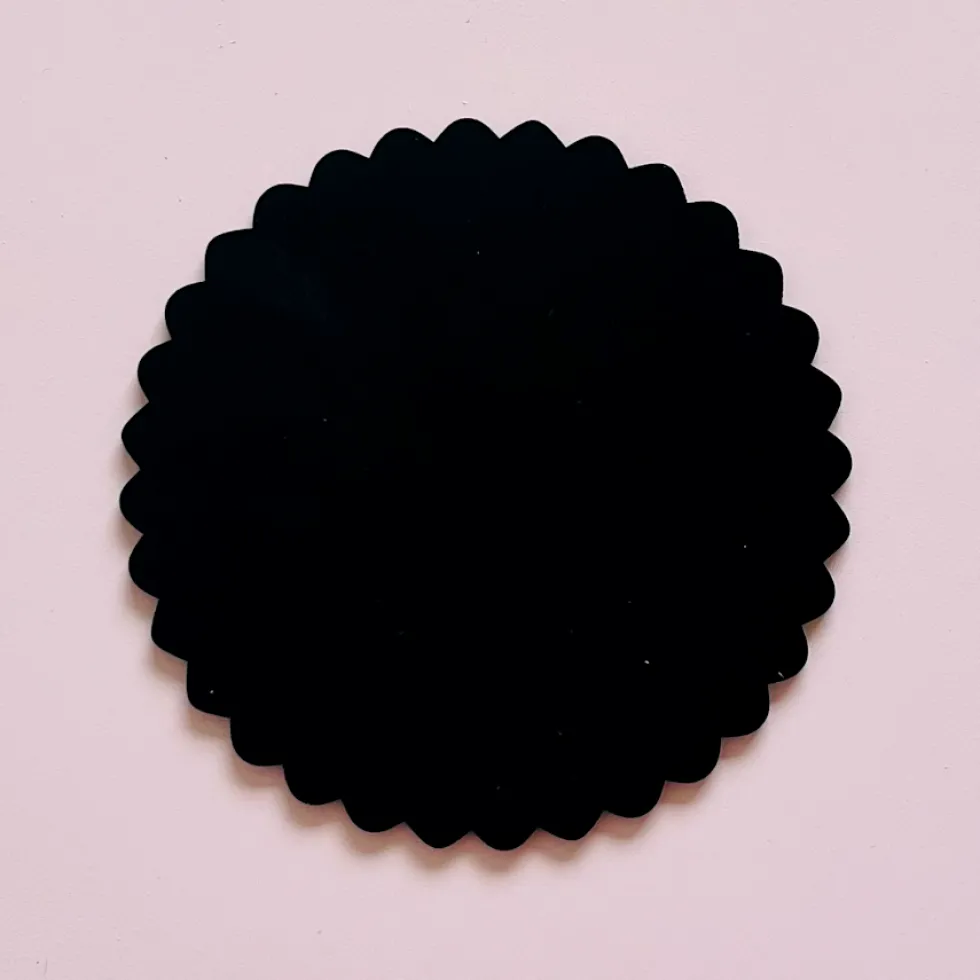Base Redonda Negra de Madera Ondas 2 ud 15 cm