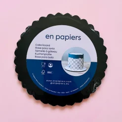 Base Redonda Negra de Madera Ondas 2 ud 40 cm