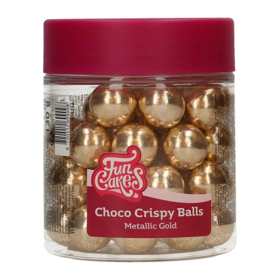 Bolas Crujientes de Chocolate Metallic Gold 130 gr - Funcakes