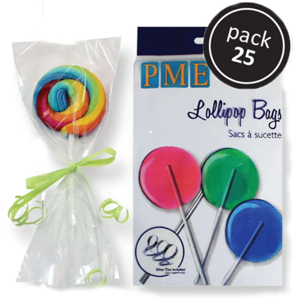 Bolsitas para Piruletas con Lazo de Plata (25 uds)