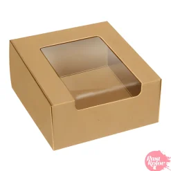 Caja para Bolleria Kraft con Ventana - 10 x 4 cm