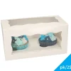 Caja para 2 Cupcakes Blanca con Ventana 25 ud - Funcakes