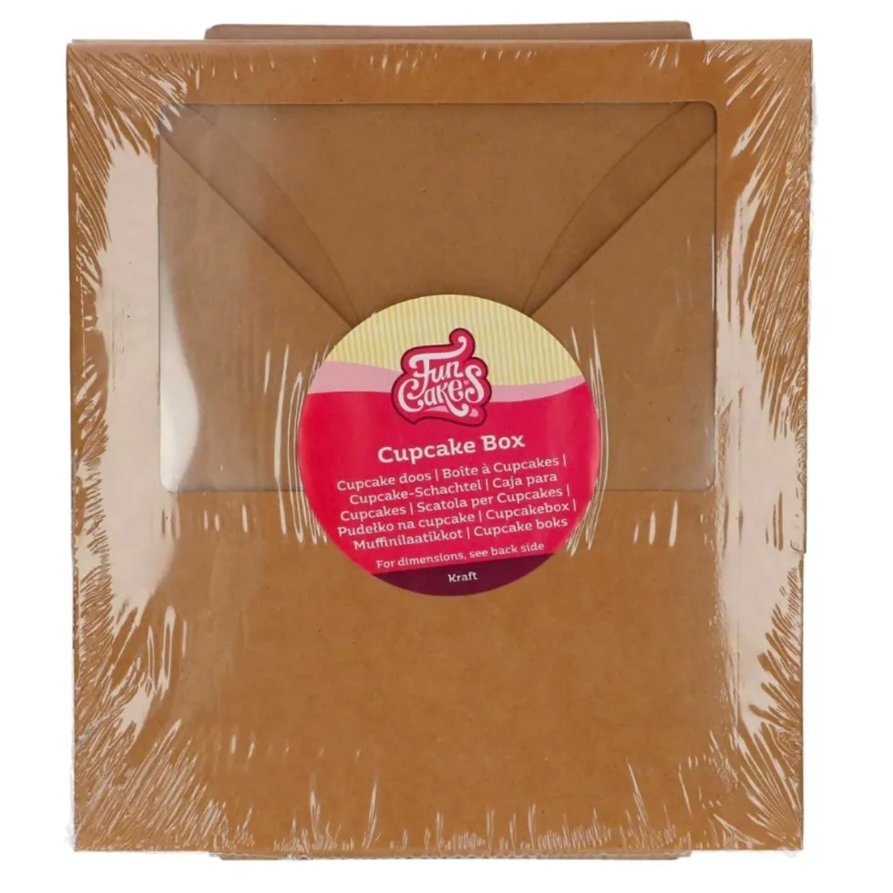 Caja para 6 Cupcakes o 12 Mini Cupcakes Kraft 3 ud - Funcakes