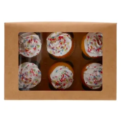 Caja para 6 Cupcakes o 12 Mini Cupcakes Kraft 3 ud - Funcakes