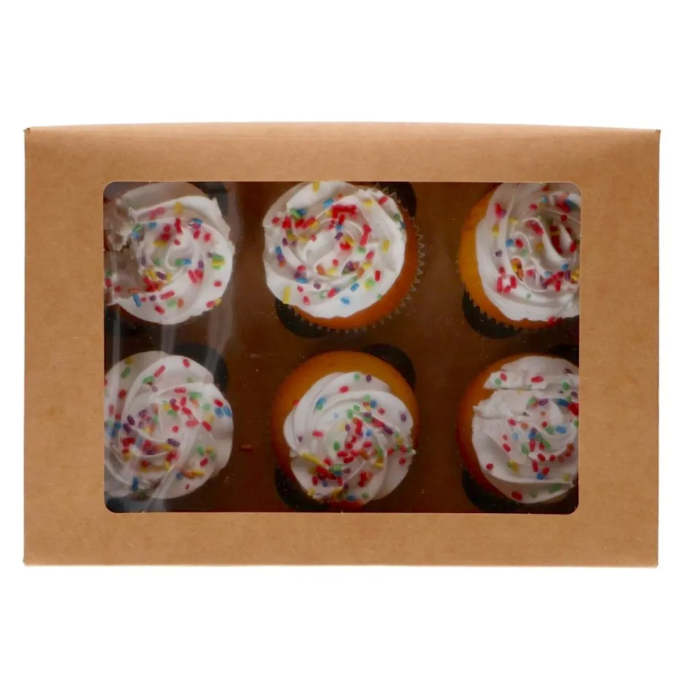 Caja para 6 Cupcakes o 12 Mini Cupcakes Kraft 3 ud - Funcakes