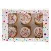 Caja para 6 Cupcakes o 12 Mini Cupcakes con Ventana Confetti 3 ud