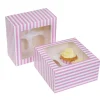 Caja para 4 cupcakes rosa y blanca 2 Unidades