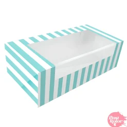 Caja para Donuts Blanca y Azul - 20,5 x 10 cm