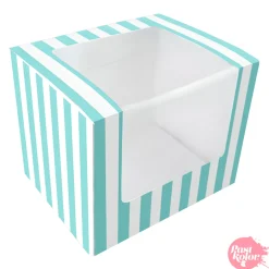 Caja para Donuts Blanca y Azul - 12,5 x 10 cm