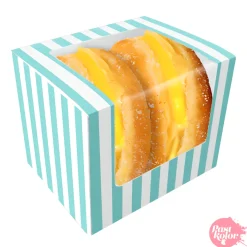 Caja para Donuts Blanca y Azul - 12,5 x 10 cm