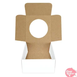 Caja para Galletas Cuadrada Reversible Blanca y Kraft 7,5 cm