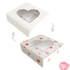 Caja para Galletas Cuadrada Reversible Blanca y Corazones 10 cm