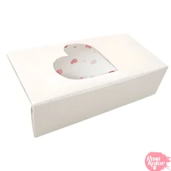 Caja para Galletas Reversible - Blanca y Corazones 18 cm