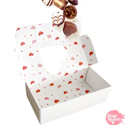 Caja para Galletas Reversible - Blanca y Corazones 18 cm