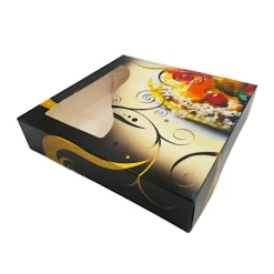 Caja para Roscón de Reyes Negra y Dorada 40 x 50 x 8 cm