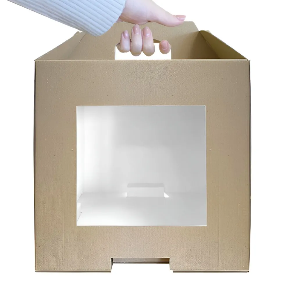 Caja para Tarta Alta Reversible (Kraft / Blanco) - 20 cm x 20 cm H