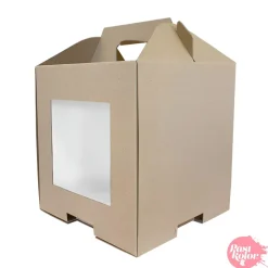 Caja para Tarta Alta Reversible (Kraft / Blanco) 28 cm x 30 cm H
