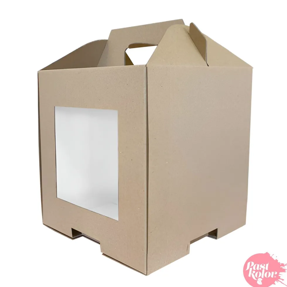 Caja para Tarta Alta Reversible (Kraft / Blanco) 28 cm x 30 cm H