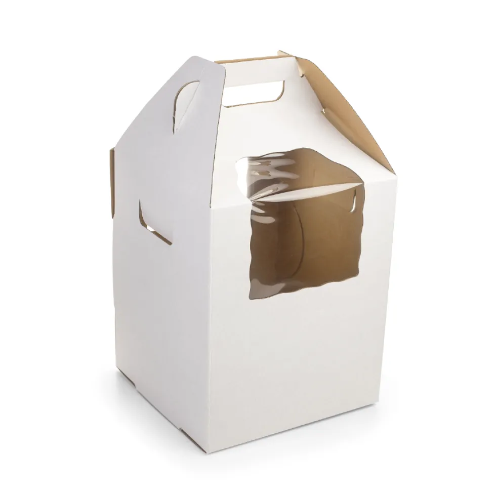 Caja para Tarta Blanca XXL con Dos Ventanas 30 x 25 cm