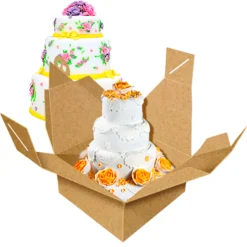 Caja para Tarta con Asa y Altura Especial Kraft 28 x 31 cm