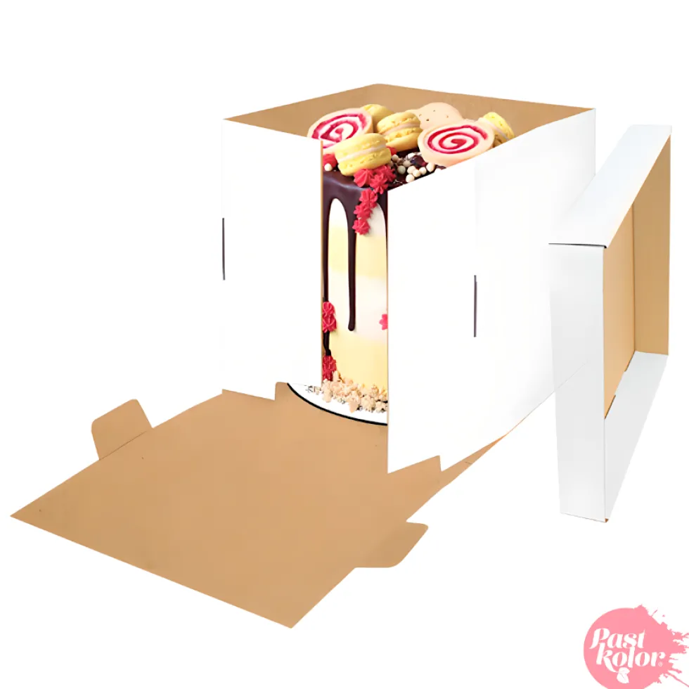 Caja para Tarta Reversible Blanca y Kraft - 28 x 30 cm