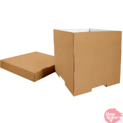 Caja para Tarta Reversible Blanca y Kraft - 28 x 30 cm
