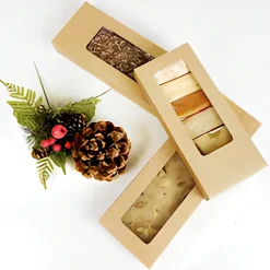 Caja para Turrón Kraft con Ventana - 20,5 cm