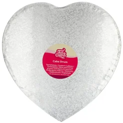 Cake drum corazón plateado 33 cm - Funcakes