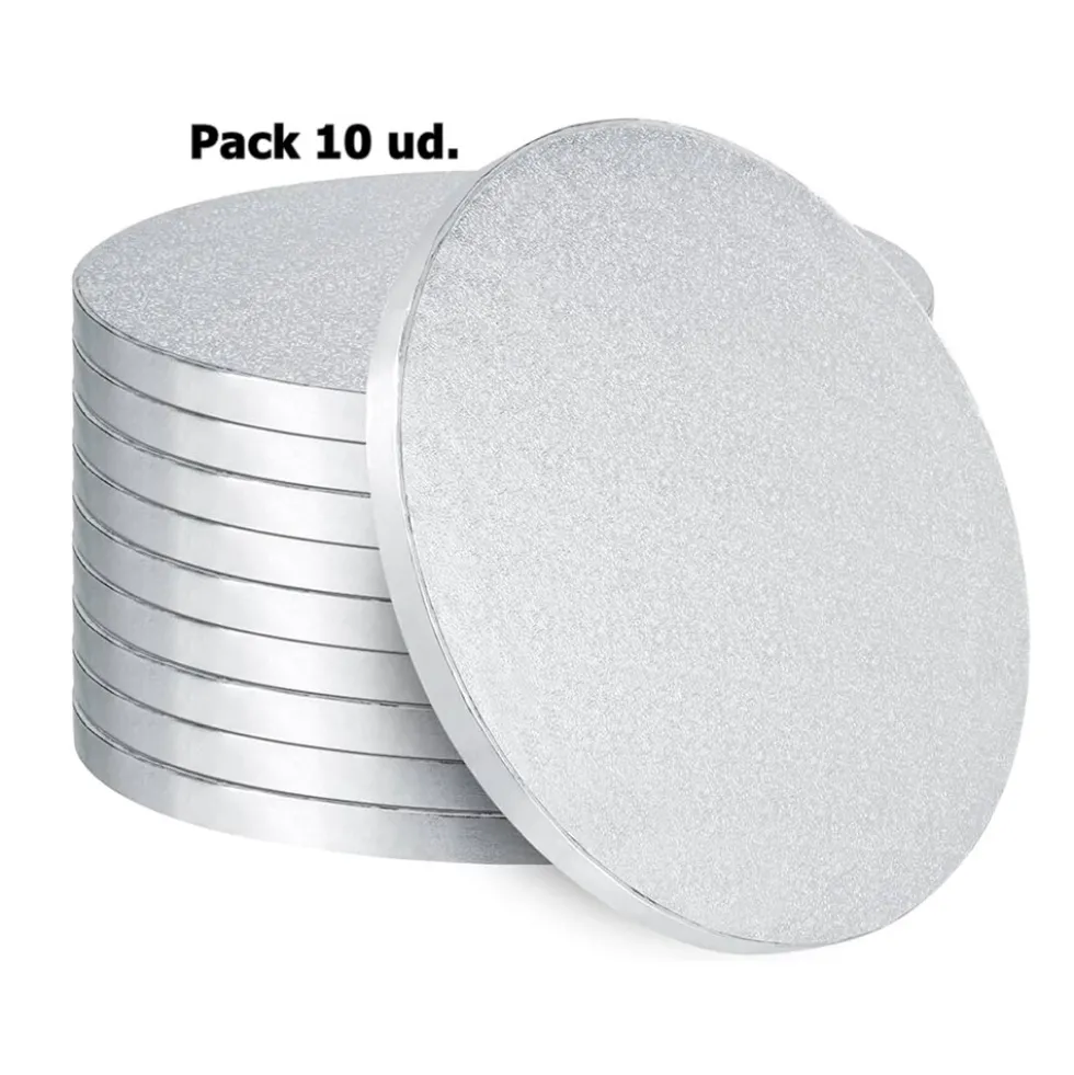 Cake Drum Redondo Plata 25 cm x 1,2 cm - 10 ud
