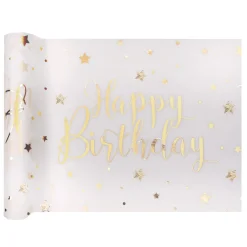 Camino de Mesa Happy Birthday Gold 5 mt x 30 cm