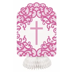 Centros de Mesa Comunión Cruz Rosa