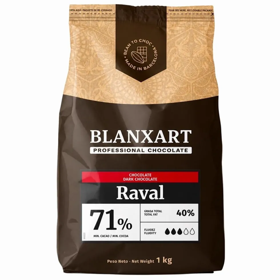 Cobertura de Chocolate Negro Raval 71 % - 1 Kg - Blanxart