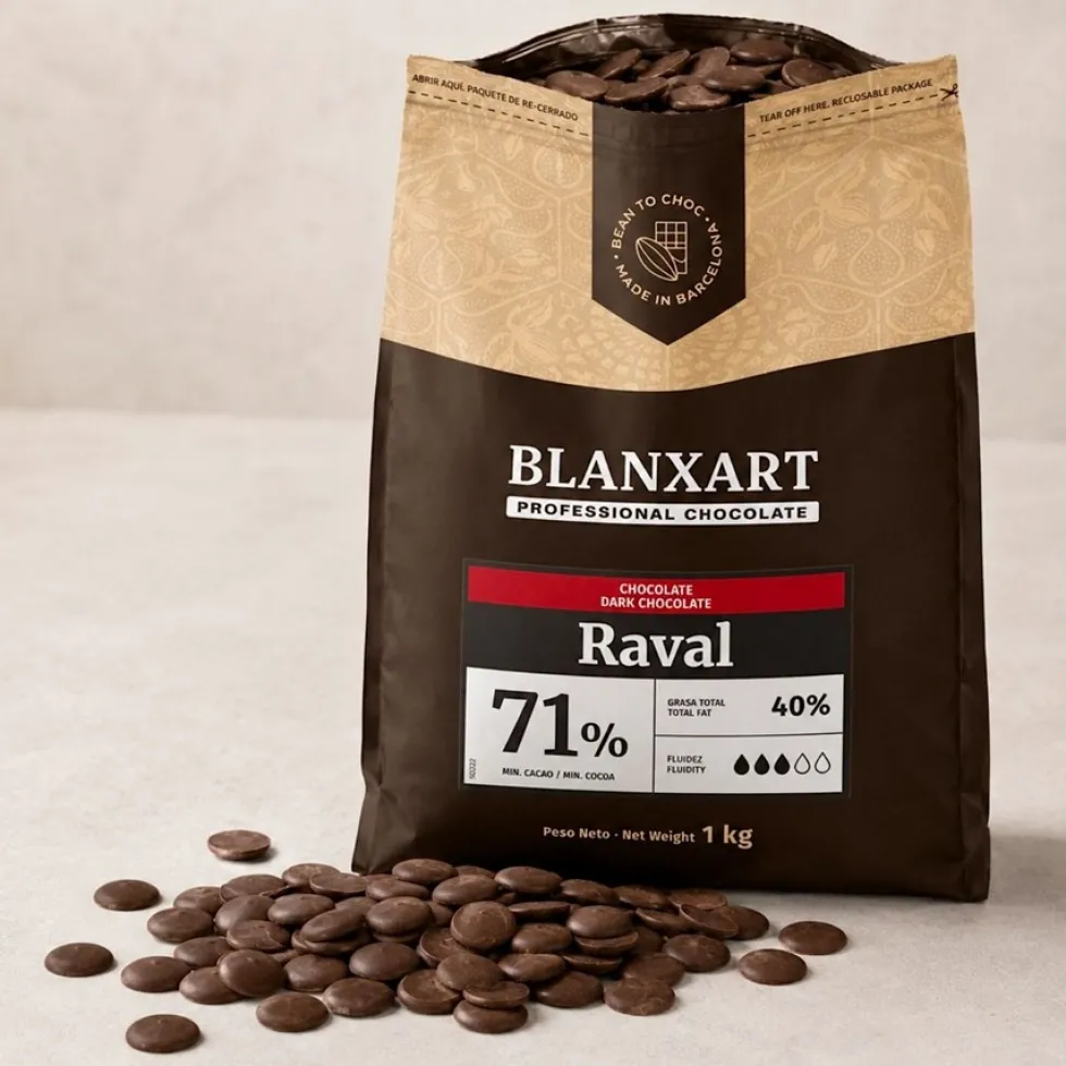 Cobertura de Chocolate Negro Raval 71 % - 1 Kg - Blanxart