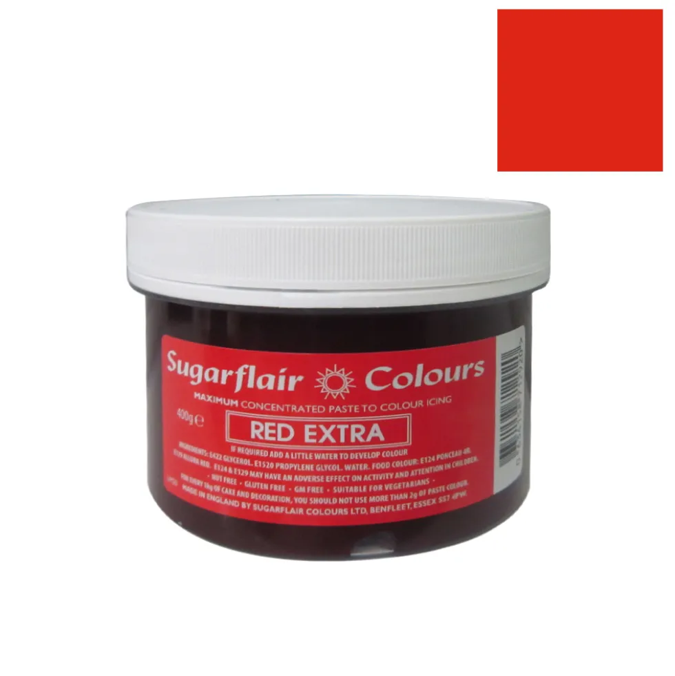 Colorante en Pasta Extra Red / Rojo 400 gr -Sugarflair