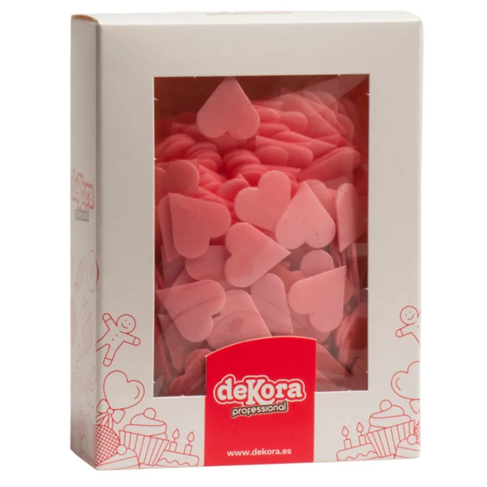 Corazones de Oblea Rojos y Rosas 495 ud