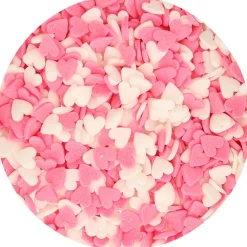 Corazones Rosas y Blancos de Azúcar 60 gr - FunCakes