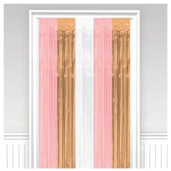 Cortina para Puerta Rosa, Oro y Blanca