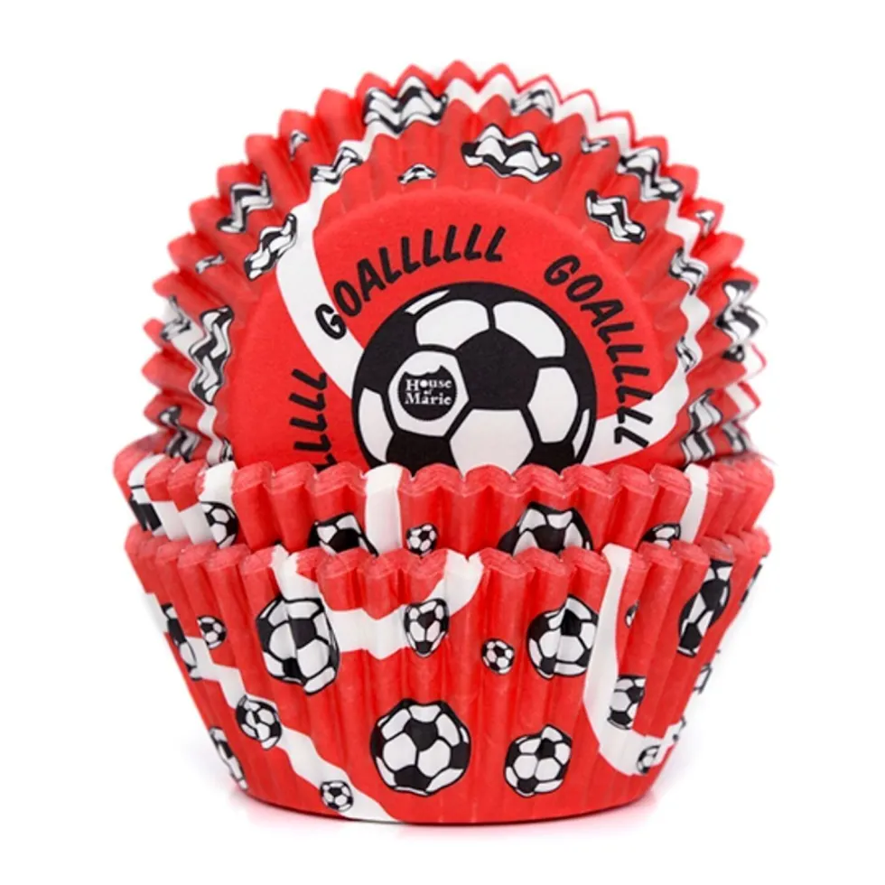 Cápsulas Cupcake Fútbol Rojas 50 ud - House of Marie