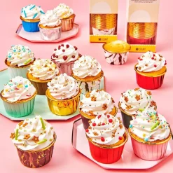 Cápsulas Cupcakes Azul con Borde Dorado - 50 uds