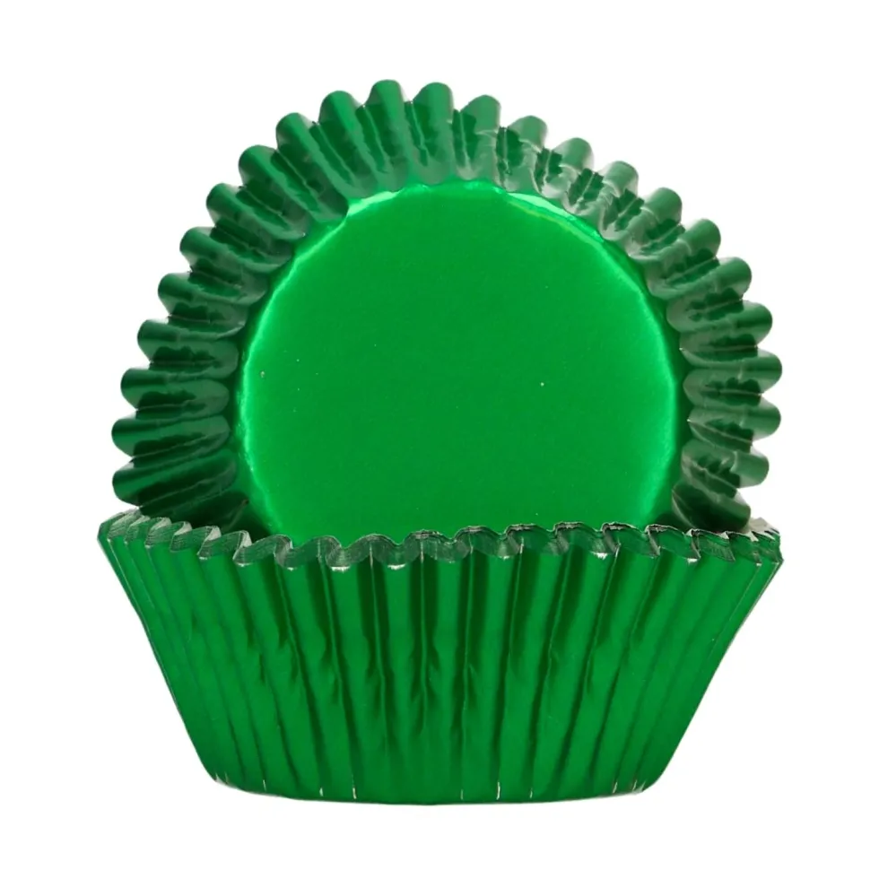 Cápsulas Cupcakes Papel Aluminio Verde Metálico 48 ud - Funcakes