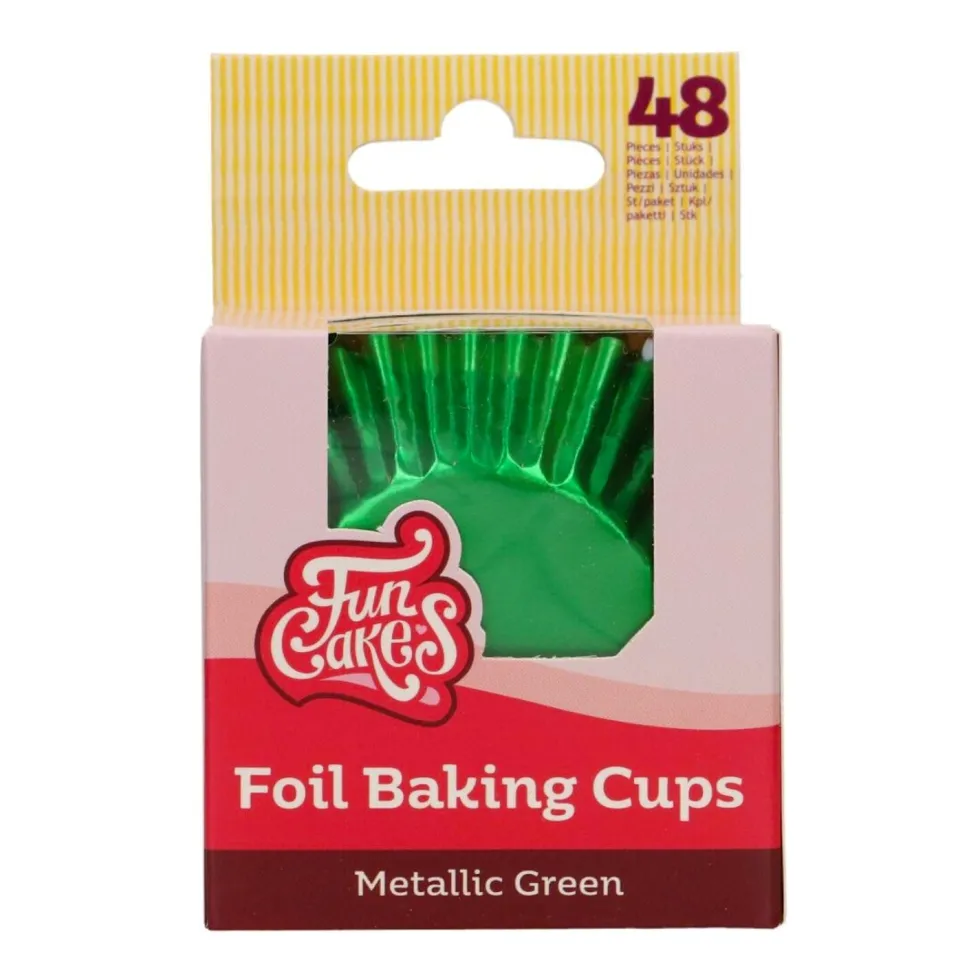 Cápsulas Cupcakes Papel Aluminio Verde Metálico 48 ud - Funcakes