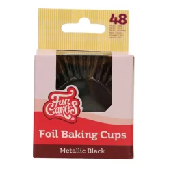 Cápsulas Cupcakes Papel Aluminio Negro Metálico 48 ud - Funcakes
