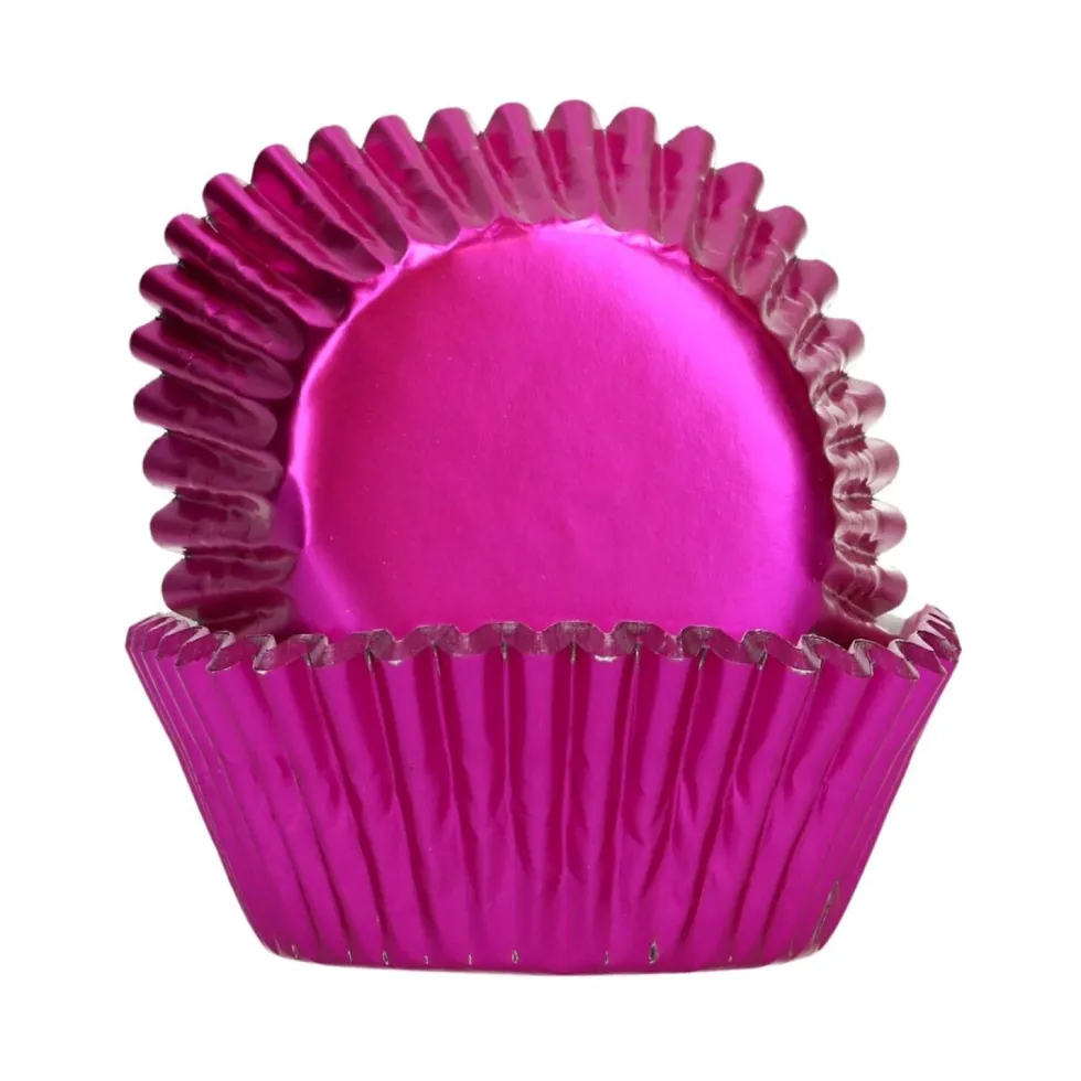 Cápsulas Cupcakes Papel Aluminio Rosa Metálico 48 ud
