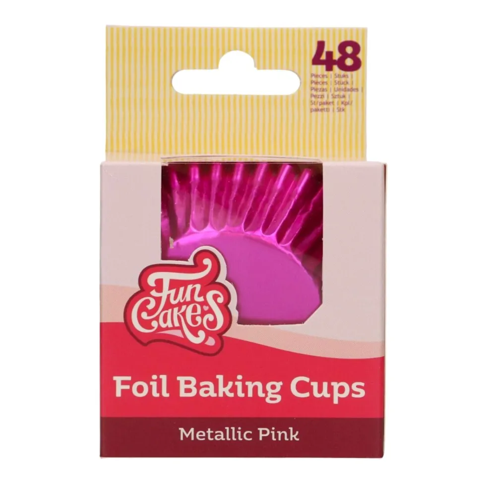 Cápsulas Cupcakes Papel Aluminio Rosa Metálico 48 ud