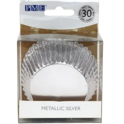 Cápsulas para Cupcakes Plata Metálico 30 ud