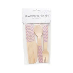 Cubiertos de Madera Lilas 18 ud