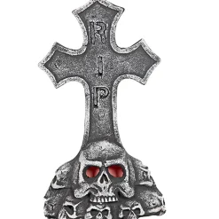 Decoración Lápida Cruz Calavera con Luz 50 cm
