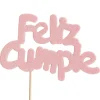 Decoración para Tarta Feliz Cumple Rosa Bebé